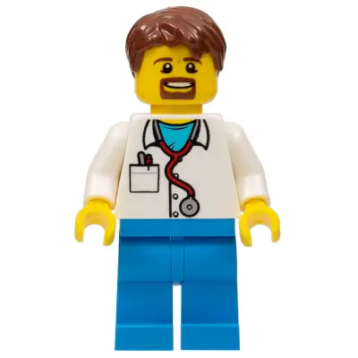 Doctor - Stethoscope, Dark Azure Legs, Reddish Brown Hair, Beard