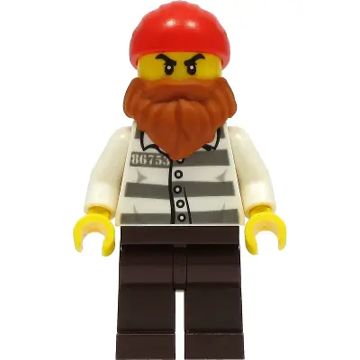 Police - Jail Prisoner 86753 Prison Stripes, Dark Brown Legs, Red Head Wrap, Dark Orange Beard