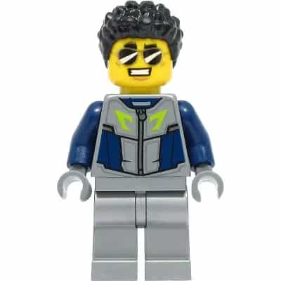 Duke DeTain - Stuntz Driver, Dark Blue and Flat Silver Racing Suit
