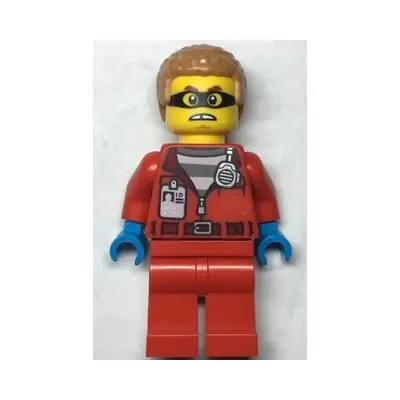 Police - Crook Hacksaw Hank, Red Jacket with Prison Shirt and I.D. Tag