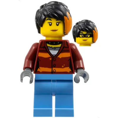 Police Crook - Female, Dark Red Torso with Orange Stripes, Medium Blue Legs, Black Hair with Orange Highlights (Daisy Kaboom)