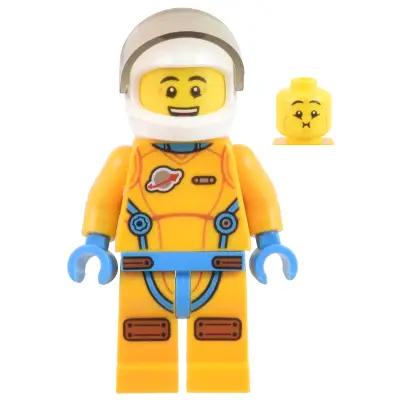 Lunar Research Astronaut - Male, Bright Light Orange and Dark Azure Suit, White Helmet, Trans-Brown Visor (Lieutenant Jamie)