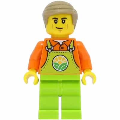 Train Worker - Male, Orange Shirt, Lime Overalls, Dark Tan Hair