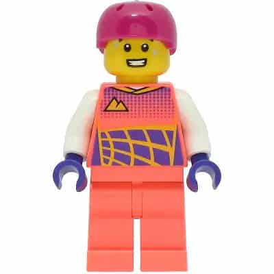 Cyclist - Male, Coral Racing Suit, Magenta Helmet