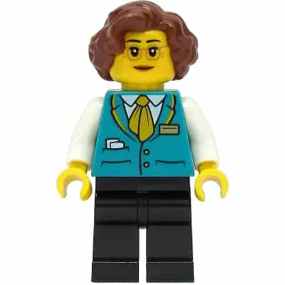 Conductress - Dark Turquoise Vest, Black Legs, Reddish Brown Hair