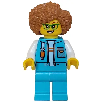 Arctic Explorer Researcher - Female, Medium Azure Jacket with Flash Drive, Medium Azure Legs, Medium Nougat Hair, Glasses