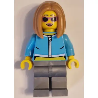 Apartment Building Resident - Female, Medium Azure Crop Top Jacket, Flat Silver Legs, Medium Nougat Hair, Sunglasses