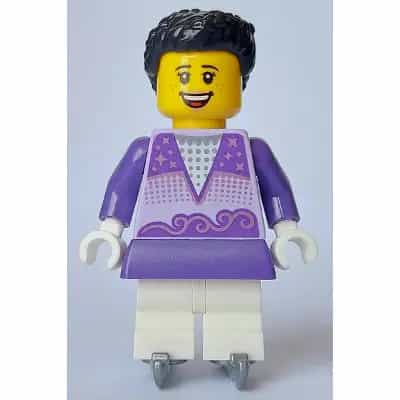 Ice Skater - Female, Lavender Top, White Medium Legs, Black Hair, Ice Skates