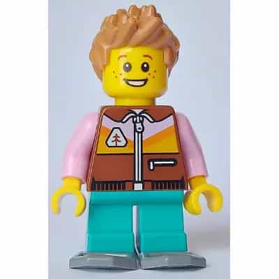 Boy - Reddish Brown Jacket, Dark Turqouise Short Legs, Medium Nougat Spiked Hair, Snowshoes