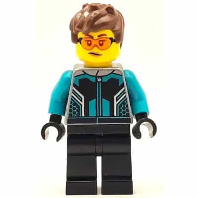 Race Car Driver - Female, Black and Dark Turquoise Racing Suit, Black Legs, Reddish Brown Messy Hair, Safety Glasses