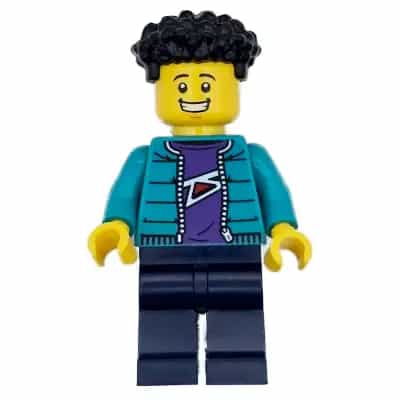 Race Photographer - Male, Dark Turquoise Jacket, Dark Blue Legs, Black Coiled Hair