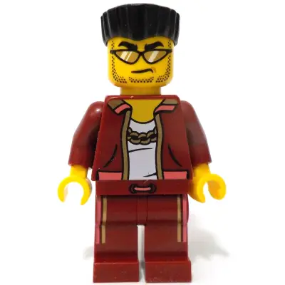Police - City Bandit Crook Male, Dark Red Jacket and Legs, Black Flat Top Hair
