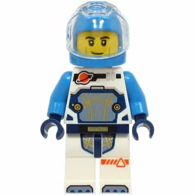 Astronaut - Male, White Spacesuit with Dark Azure Arms, Dark Azure Helmet, Trans-Clear Visor, Smirk
