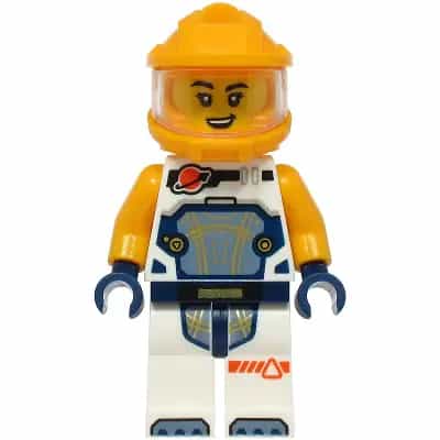 Astronaut - Female, White Spacesuit with Bright Light Orange Arms, Bright Light Orange Helmet, Trans-Clear Visor