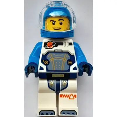 Astronaut - Male, White Spacesuit with Dark Azure Arms, Dark Azure Helmet, Trans-Clear Visor, Stubble