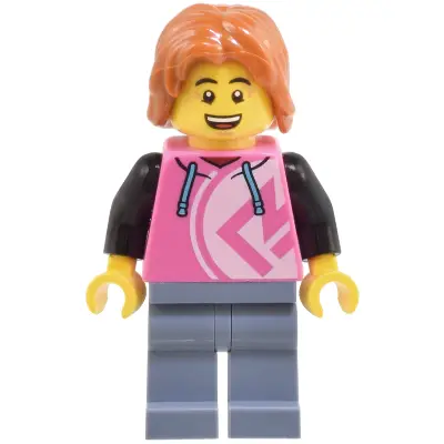 Robot World Patron - Male, Dark Pink Hoodie, Sand Blue Legs, Dark Orange Hair