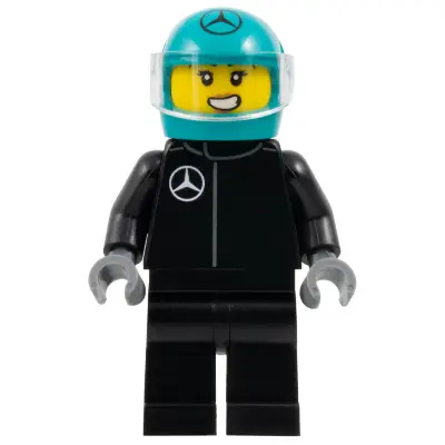 Formula 1 Driver, Mercedes - Female, Black Racing Suit, Dark Turquoise Helmet, Trans-Clear Visor