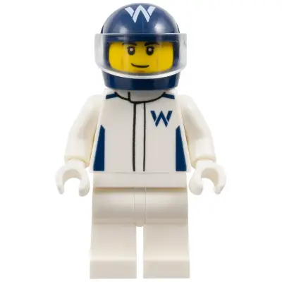 Formula 1 Driver, Williams - Male, White Racing Suit, Dark Blue Helmet, Trans-Clear Visor