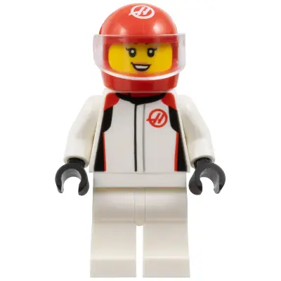 Formula 1 Driver, Haas - Female, White Racing Suit, Red Helmet, Trans-Clear Visor