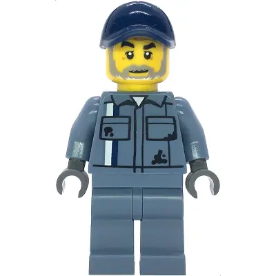 Scrapyard Worker - Male, Sand Blue Mechanic Uniform, Sand Blue Legs, Dark Blue Cap, Beard