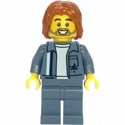Scrapyard Worker - Male, Sand Blue Mechanic Uniform over White Shirt, Sand Blue Legs, Dark Orange Mid-Length Tousled Hair, Stubble