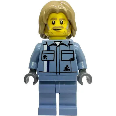 Tow Truck Driver - Male, Sand Blue Mechanic Uniform, Sand Blue Legs, Dark Tan Mid-Length Tousled Hair