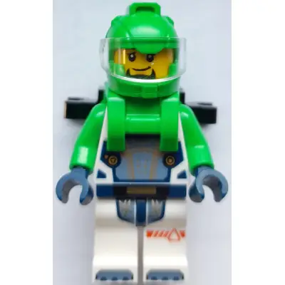 Astronaut - Male, White Spacesuit with Bright Green Arms, Bright Green Helmet, Trans-Clear Visor, Bright Green Harness with 2 Clips