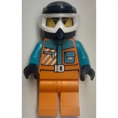 Arctic Explorer - Female, Orange Jacket and Legs, Dark Blue Dirt Bike Helmet, White Goggles