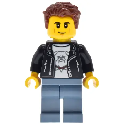 Hot Rod Driver - Male, Black Leather Jacket, Sand Blue Legs, Reddish Brown Hair
