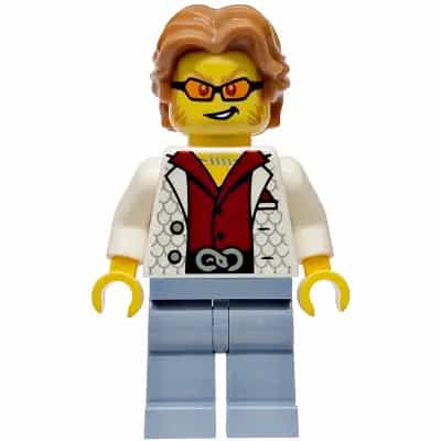 Police - City Bandit Crook Male, White Vest, Medium Nougat Wavy Hair, Sideburns, Orange Glasses