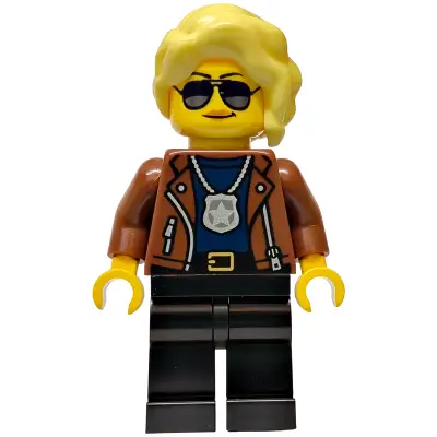 Police - City Detective Female, Reddish Brown Jacket, Black Legs, Bright Light Yellow Hair
