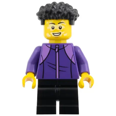 Child - Boy, Dark Purple Tracksuit, Black Medium Legs, Coiled Hair