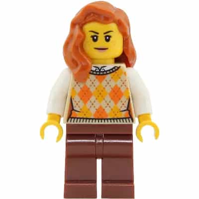 Passenger - Female, Tan Knit Argyle Sweater Vest, Reddish Brown Legs, Dark Orange Hair