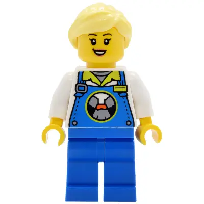 Lava Land Worker - Female, Blue Overalls and Legs, Bright Light Yellow Hair