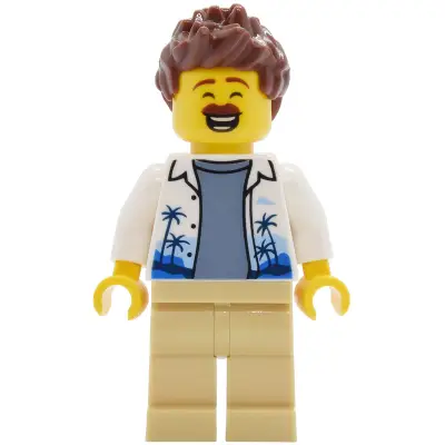 Lava Land Patron - Male, White Hawaiian Shirt, Tan Legs, Reddish Brown Hair