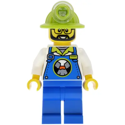 Lava Land Worker - Male, Blue Overalls and Legs, Lime Mining Helmet