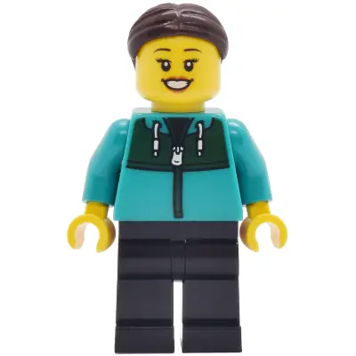 Car Wash Patron - Female, Dark Turquoise Track Suit, Black Legs, Dark Brown Hair