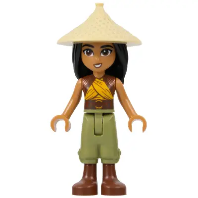 Raya - Tan Conical Hat, Yellow Top, Reddish Brown Boots, Open Mouth