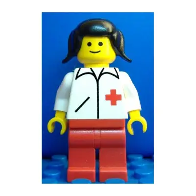 Doctor - Straight Line, Red Legs, Black Pigtails Hair