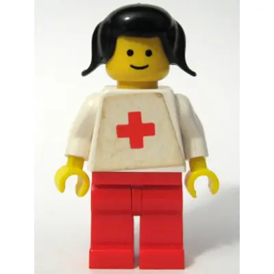 Doctor - Plain White with Red Cross Torso Sticker, Red Legs, Black Pigtails Hair