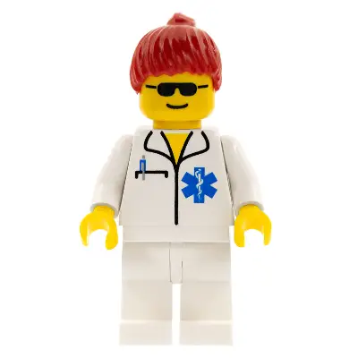 Doctor - EMT Star of Life, White Legs, Red Ponytail Hair