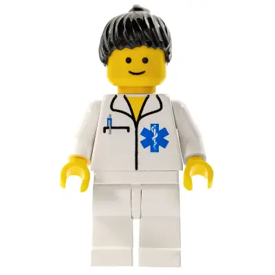 Doctor - EMT Star of Life, White Legs, Black Ponytail Hair