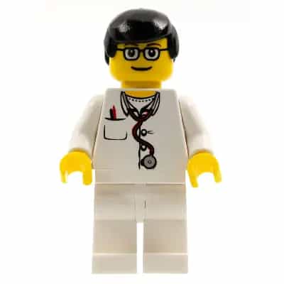 Doctor - Lab Coat, Stethoscope and Thermometer, White Legs, Black Male Hair, Glasses