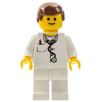 Doctor - Lab Coat Stethoscope and Thermometer, White Legs, Reddish Brown Male Hair
