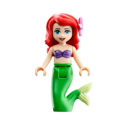 Ariel, Mermaid (Light Nougat) - Medium Lavender Shell Bra Top, Bright Green Tail, Medium Azure Eyes, Bright Pink Flower