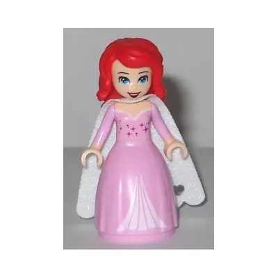 Ariel, Human (Light Nougat) - Bright Pink Dress with Magenta Stars, White Cape