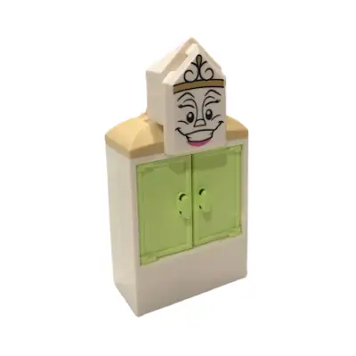 Wardrobe - Yellowish Green Doors, Printed Face on Tile, Modified 2 x 3 Pentagonal, Tan Curved Slopes
