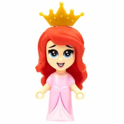 Ariel, Human (Light Nougat) - Micro Doll, Bright Pink Long Dress, Pearl Gold Tiara