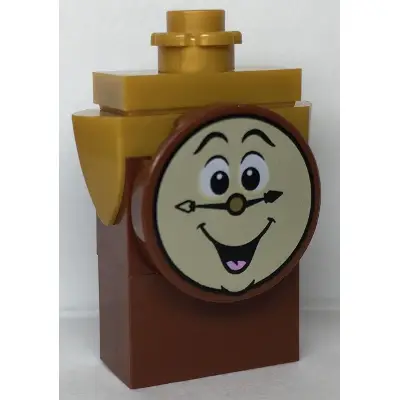 Cogsworth - Printed Face, 1 x 2 Brick Body without Pendulum Sticker