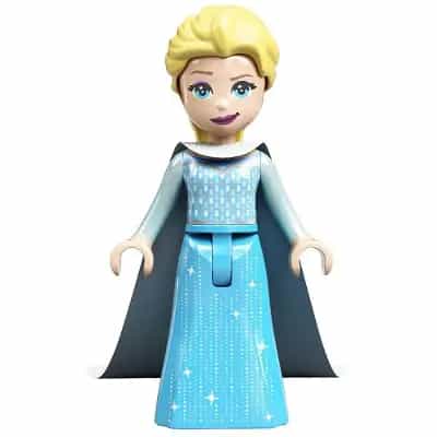Elsa - Medium Azure Skirt, Medium Blue Long Narrow Glitter Cape, Closed Mouth
